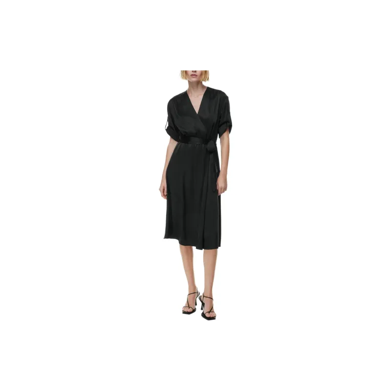 ARITZIA Babaton Armoire Satin Dress Short-Sleeved Dresses Women's Black-2