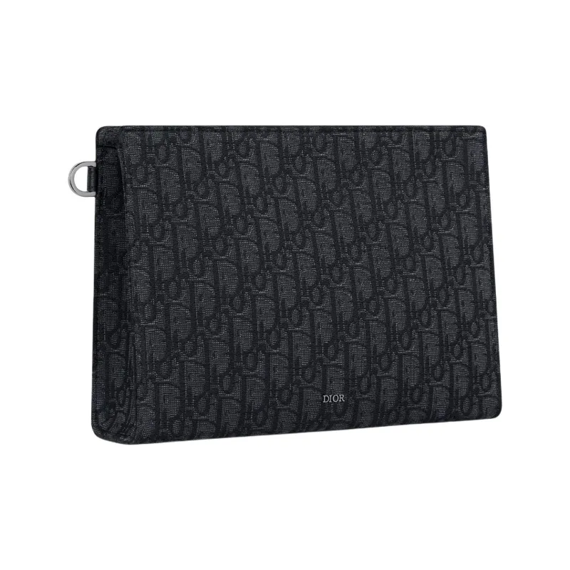 DIOR Oblique Print Jacquard Fabric Clutch Men's Black-1