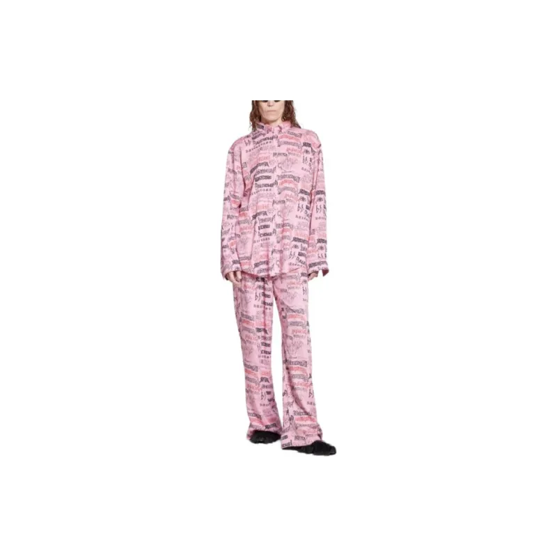 Balenciaga Allover Logo Printed Oversized Shirt-2