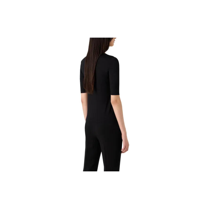 EMPORIO ARMANI Viscose Stretch Jersey V neck Jumper With Three quarter Length Sleeves-3