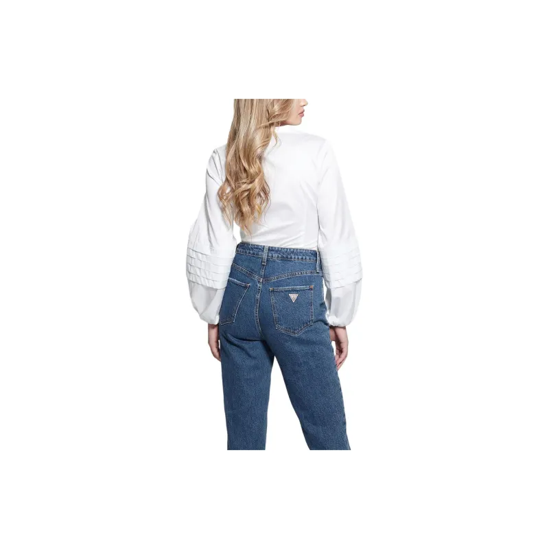 GUESS Tina Woven Blouse Shirt Women's White-2