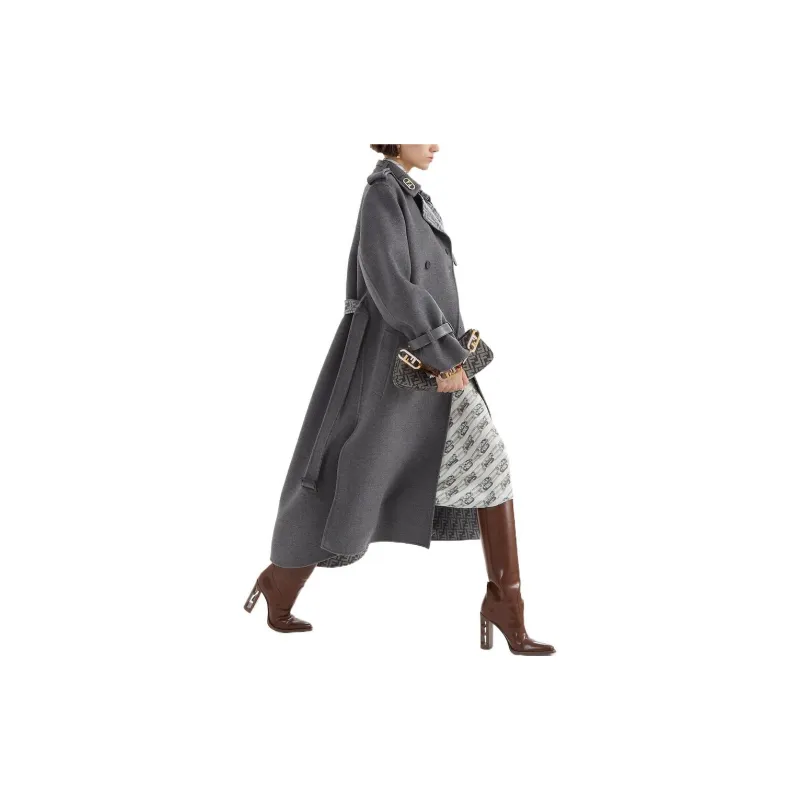 FENDI Coats Women's Gray-2