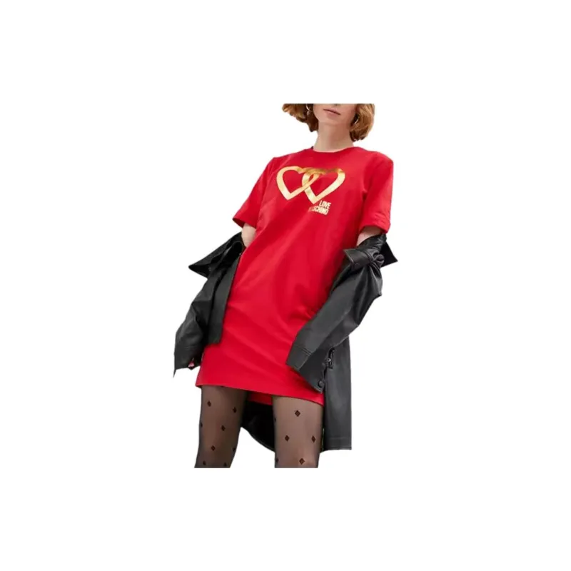 MOSCHINO Short Sleeved Dresses Women's Red-1