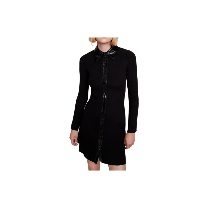 Maje Long-sleeve Ribbed Minidress-2