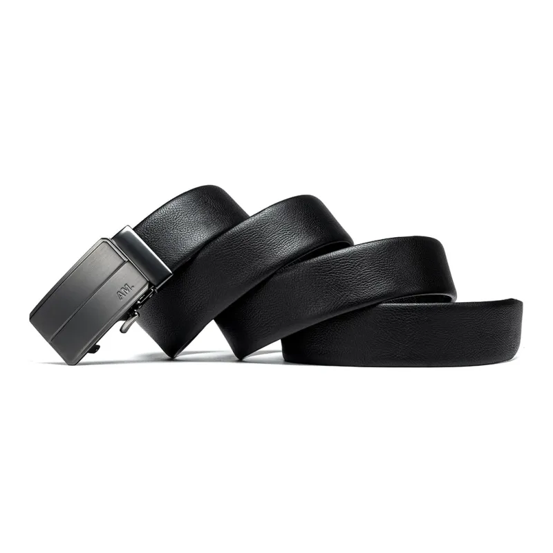 Anthony Miles Cow Leather Leather Belts Men's Black 3.4cm-2