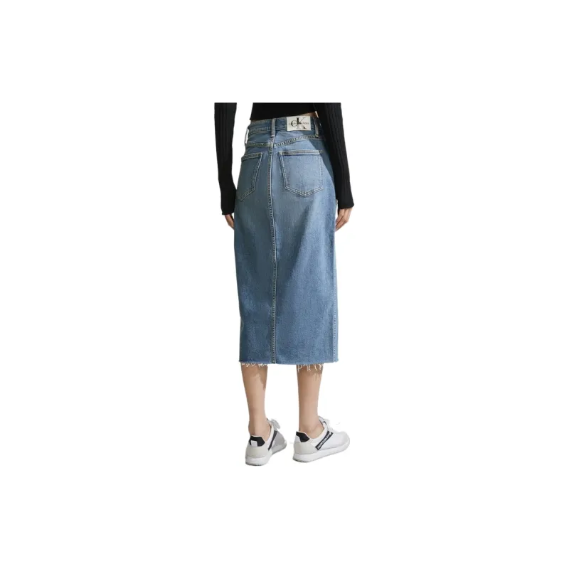 CALVIN KLEIN Denim Long Skirt Women's Denim Blue-3
