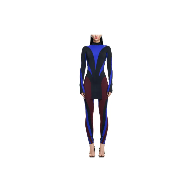 Mugler H&M Spiral Paneled Mini Dress Black-1