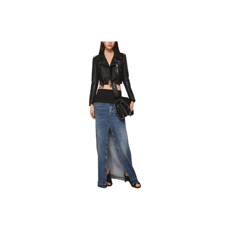 Stella McCartney Front Slit Frayed Edge Denim Maxi Skirt-1