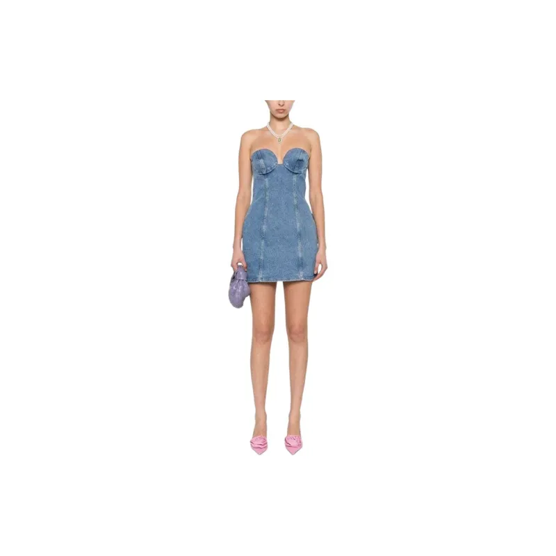 Magda Butrym Strapless Denim Mini Dress-1