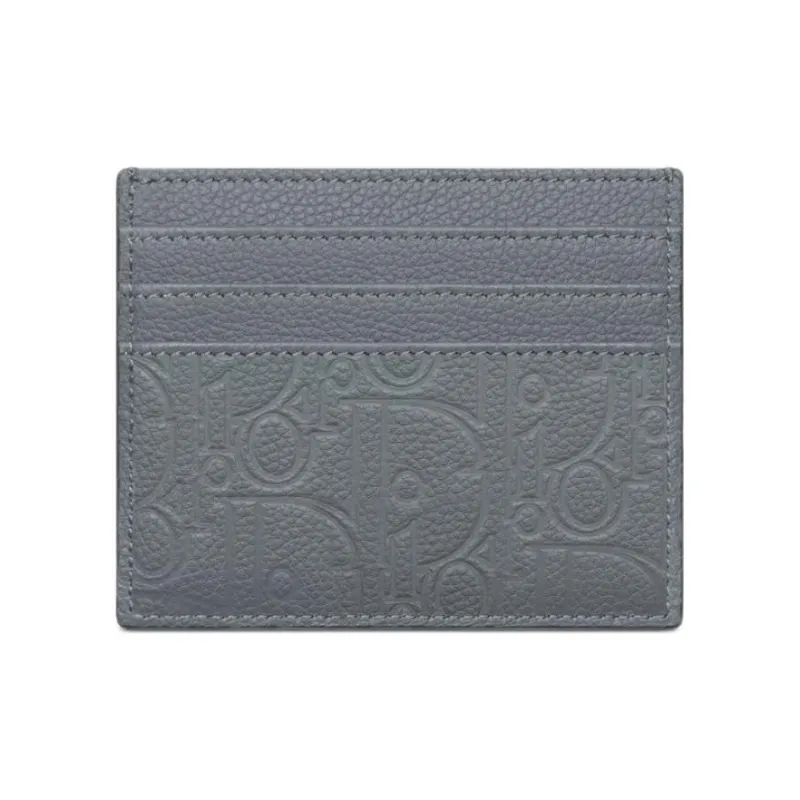 DIOR Cow Leather Card Holder Unisex Dark Gray-1