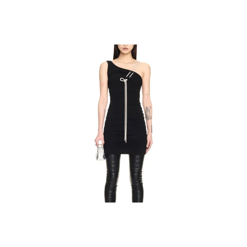 OFF WHITE Asymmetric Neck Sleeveless Mini Dress-2