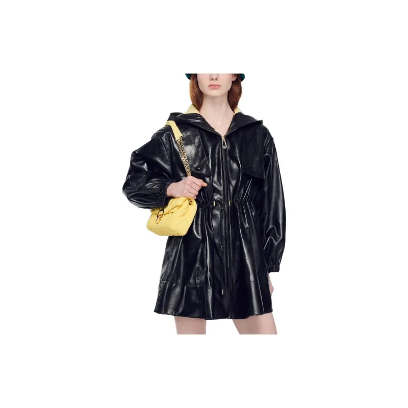 Sandro Leather Jackets Women's Black-1