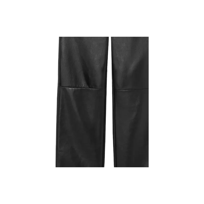 VERSACE Straight-leg Leather Trousers-4