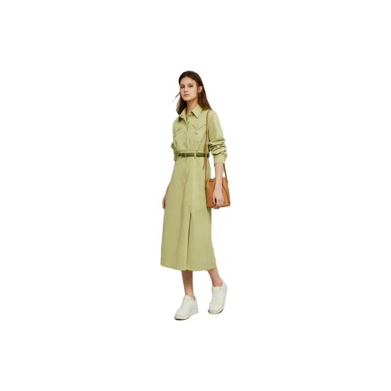 ELLE Long Sleeved Dresses Women's Green-2