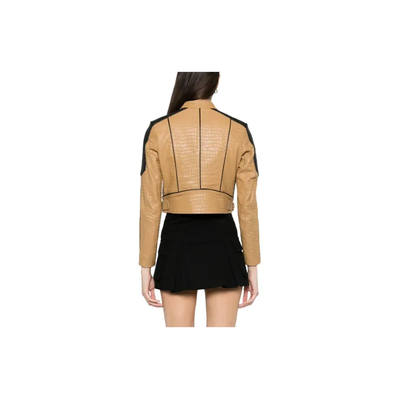 PINKO Colour-block Panelled Leather Jacket-2