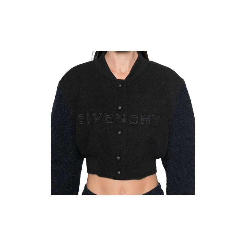 Givenchy Logo Detailed Cropped Varsity Jacket-4