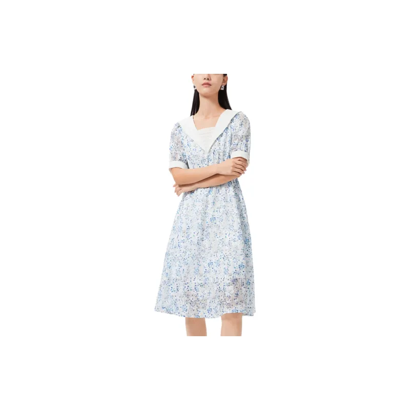 EICHITOO Short Sleeved Dress Women's Light Blue Pattern-3