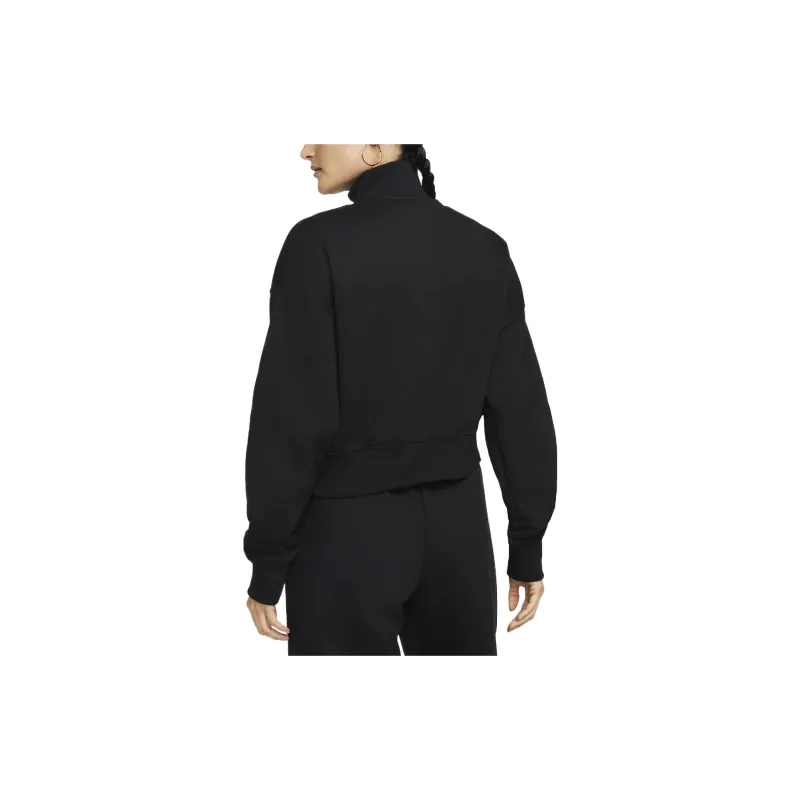 Nike Women's Phoenix Fleece Oversized 1/2 Zip Crop Fleece Sweatshirt Black/Sail-2
