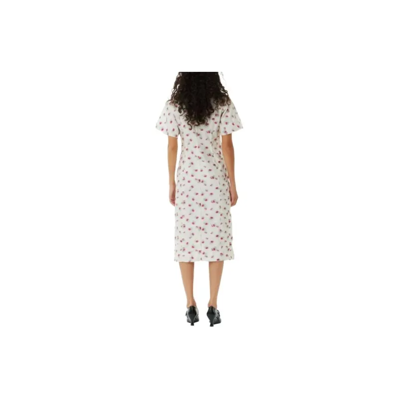 GANNI Floral Printed V Neck Midi Dress-2