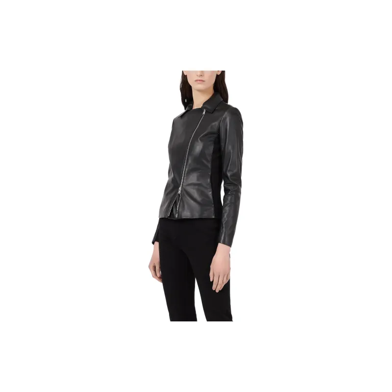 EMPORIO ARMANI Semi aniline Nappa lambskin Jacket With Jersey Inserts-3