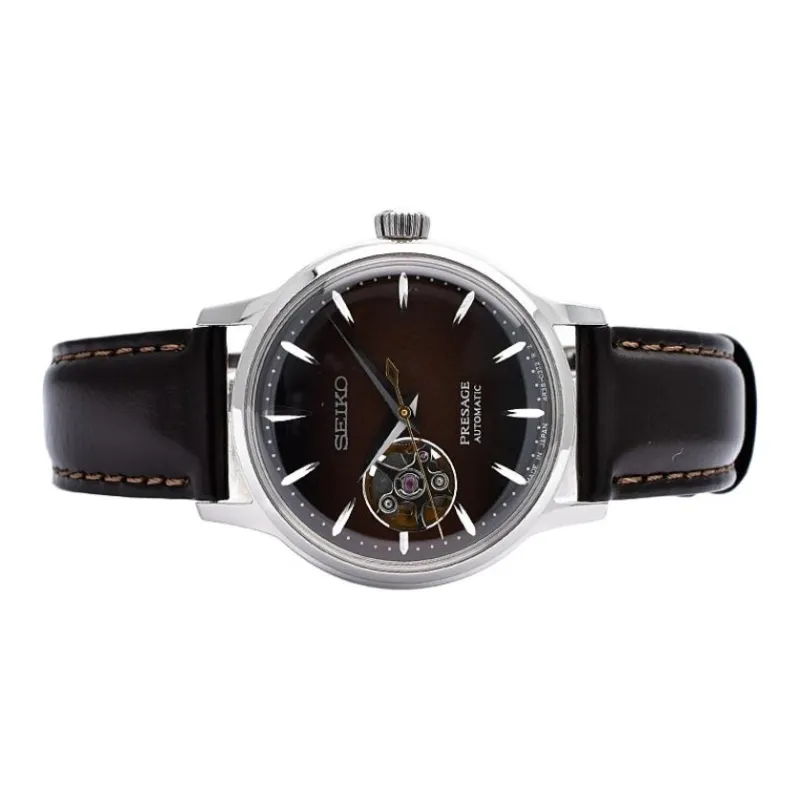 SEIKO Pilot Series Mechanical Movement Genuine Leather Strap Watch Women's Watch Coffee Watch Dial-1