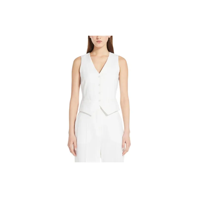 MaxMara Pepaia Collection Linen And Cotton Jumpsuit Vest Women's White-2