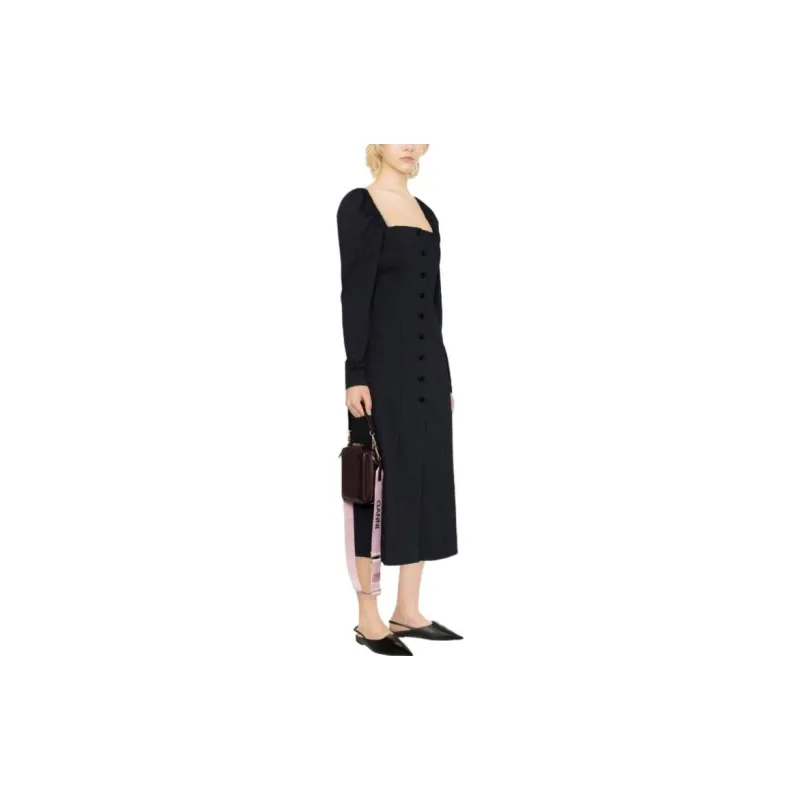 GANNI Long Sleeved Dresses Women's Black-3