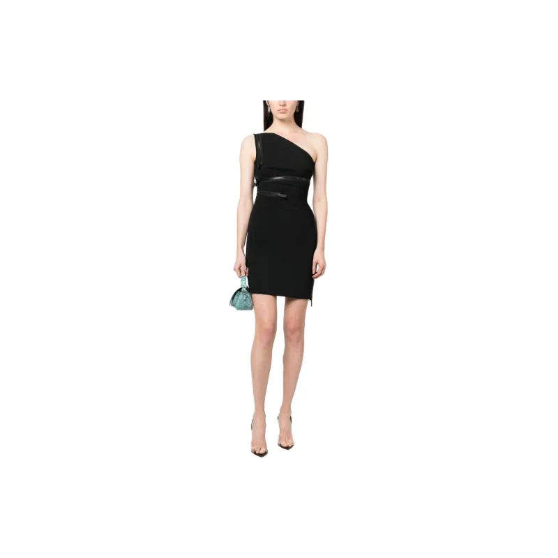 DSQUARED 2 One Shoulder Zip Detailed Sleeveless Mini Dress-2