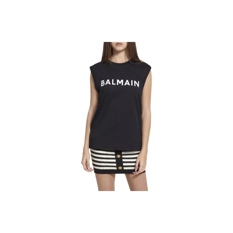 BALMAIN Logo Printed Sleeveless Top-1