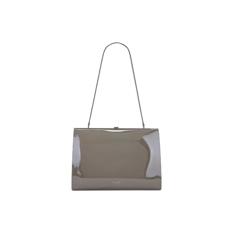 SAINT LAURENT LE ANNE-MARIE Patent Leather One Shoulder Handbags Large Size Women's Gray-0
