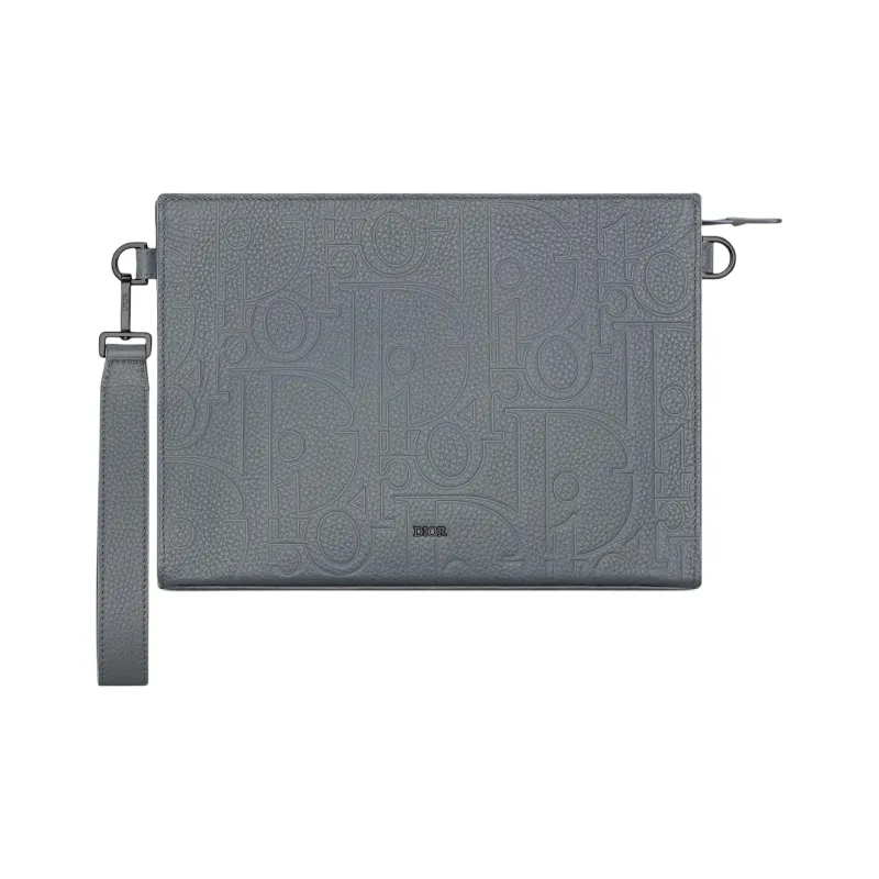 DIOR Cow Leather Clutch Men's Dark Gray-0