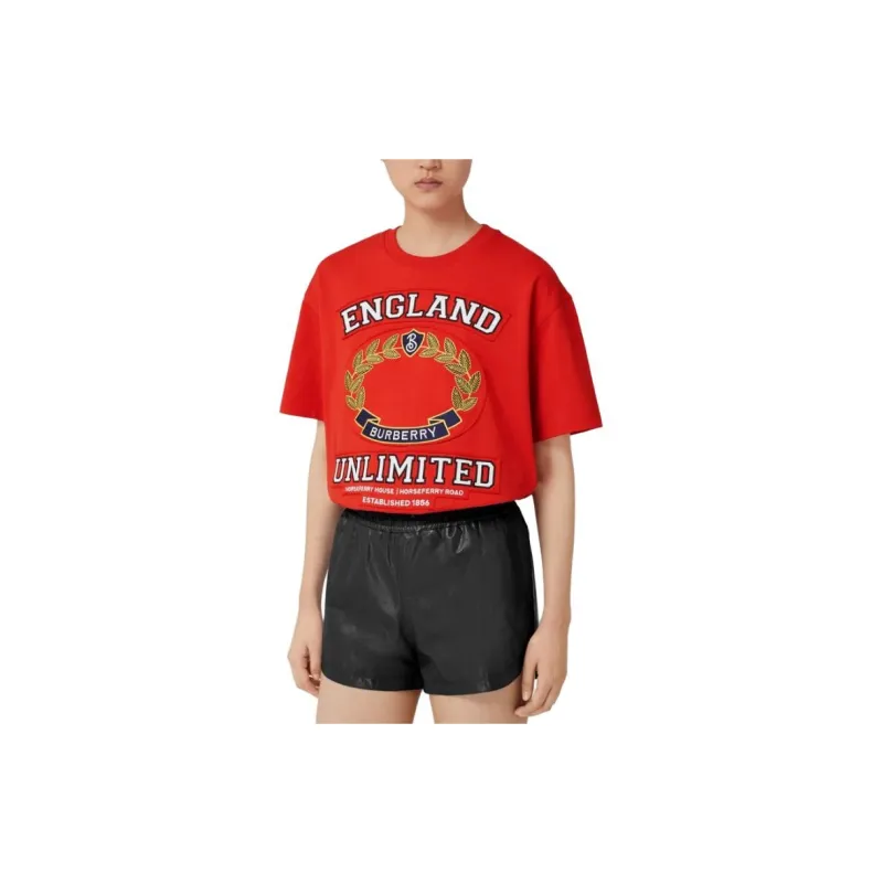 Burberry SS23 Drop Shoulder Sleeve T Shirt Women's Red-2
