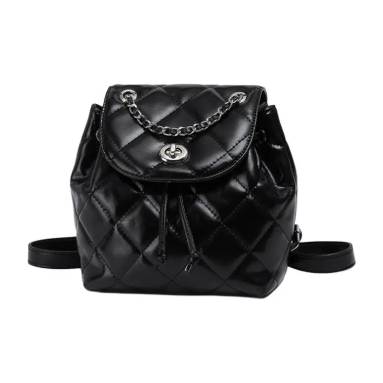 HARSON Cow Leather Patchwork Synthetic Leather Backpacks Backpack Regular Women's Black-1