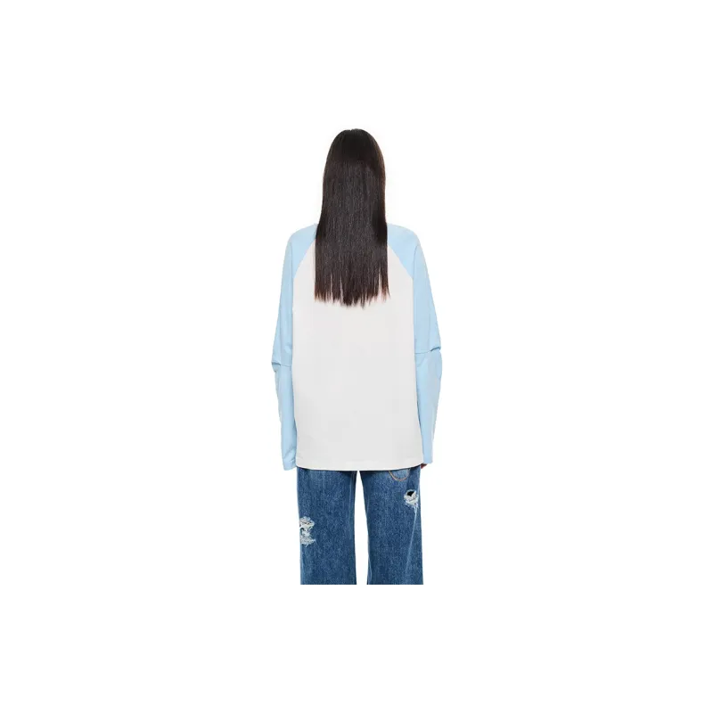 ANDREA MARTIN Raglan Sleeve T Shirt Unisex Blue White-2
