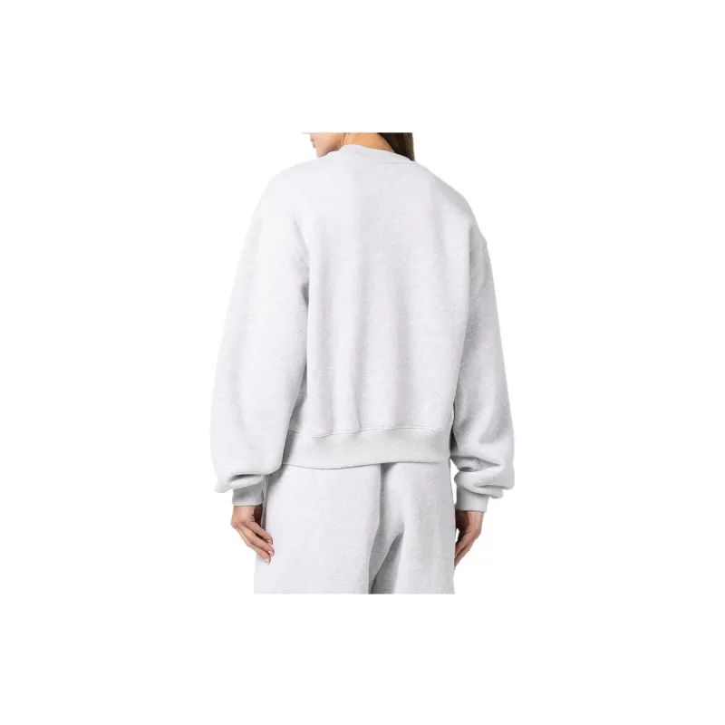 T By Alexander Wang Essential Puff Logo Terry Crewneck Sweatshirt Heather Grey-2
