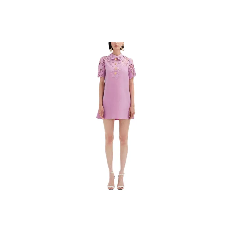 Oscar De La Renta Mixed Botanical Guipure panel Minidress-1