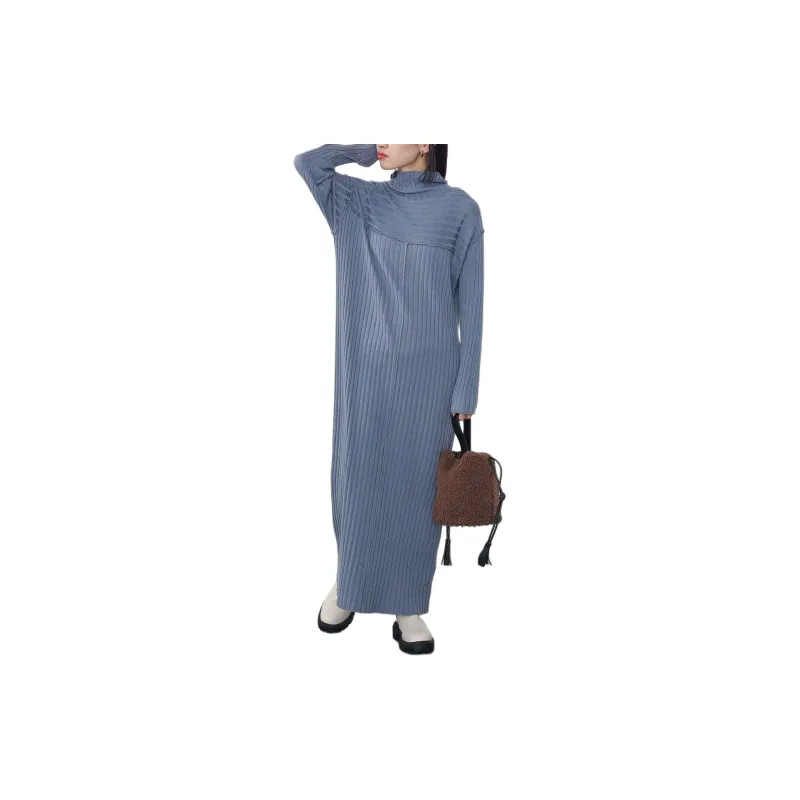 Beams Long Sleeved Dresses Women's Gray Blue-1