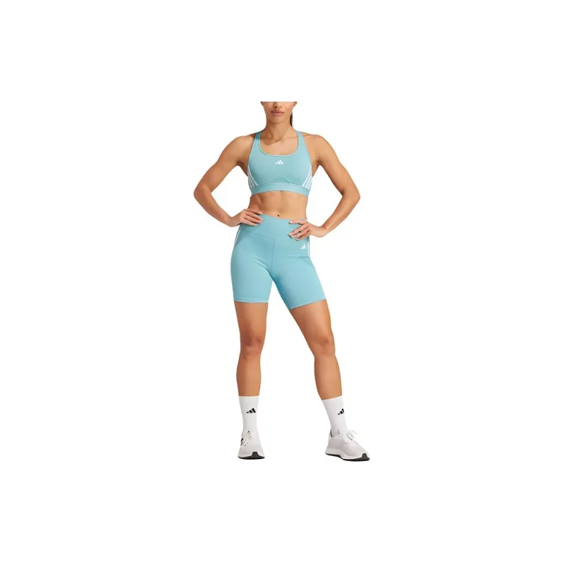 Adidas ESSENTIALS Training 3-Stripes High-Waisted Short Leggings Sports Shorts Women's Mint Green-1