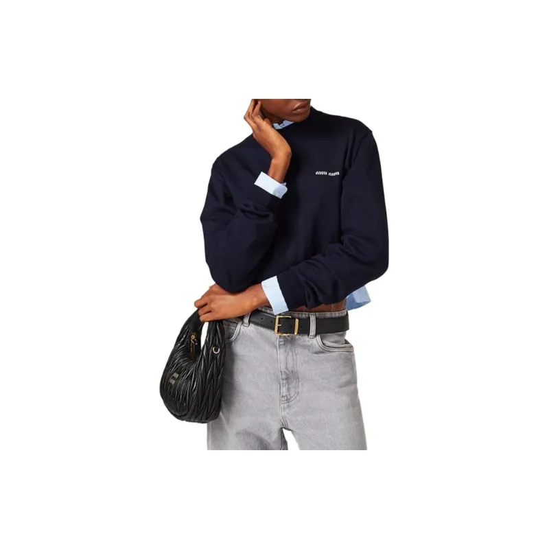 MIU MIU Crewneck Cropped Jumper-1
