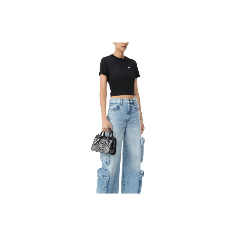 AMIRI Ma Embroidered Cropped T Shirt-1