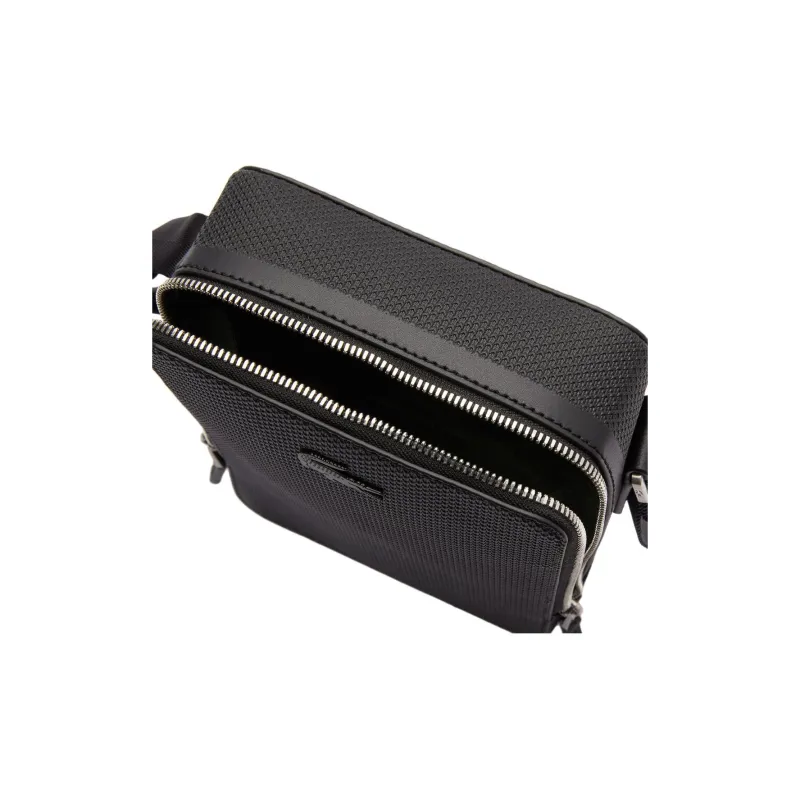 LACOSTE Leather Camera Bag, Shoulder Bag, Crossbody Bag Unisex Black-3