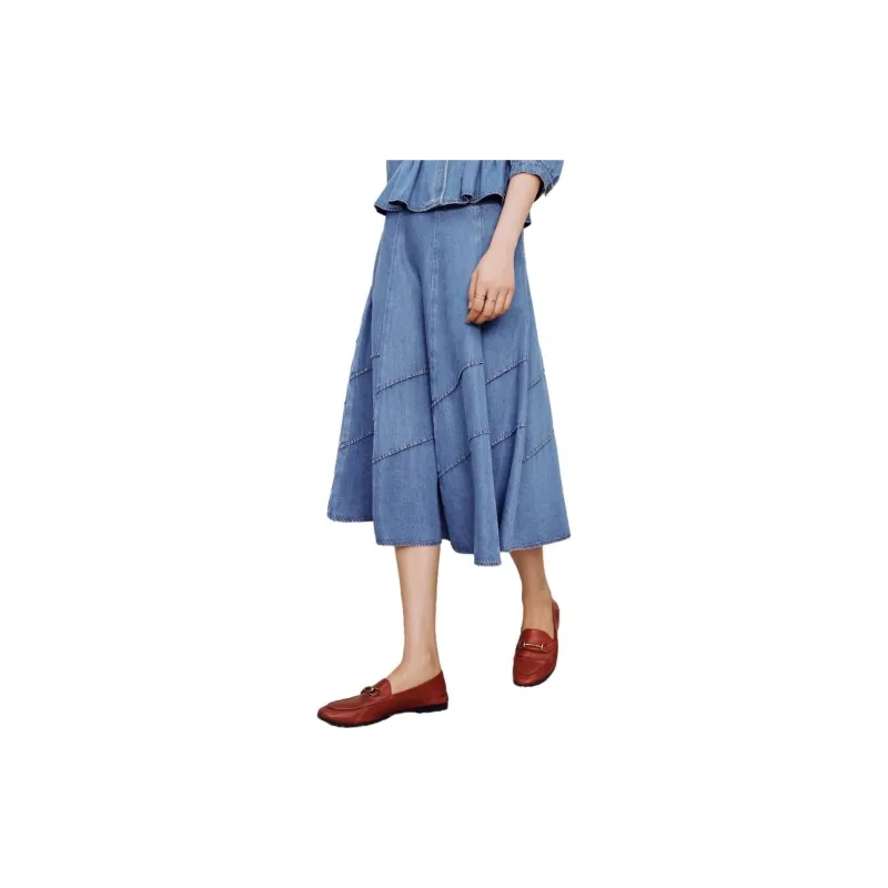 Goodland Casual Long Skirts Women's Vintage Blue-2