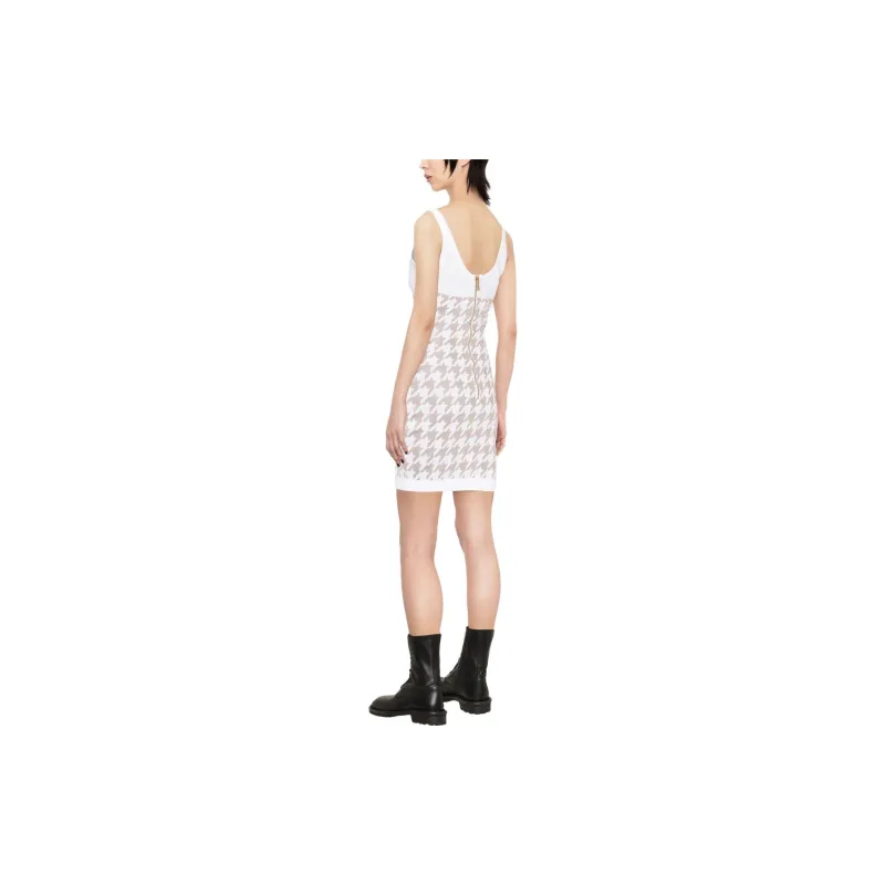 BALMAIN Houndstooth Sleeveless Minidress-2