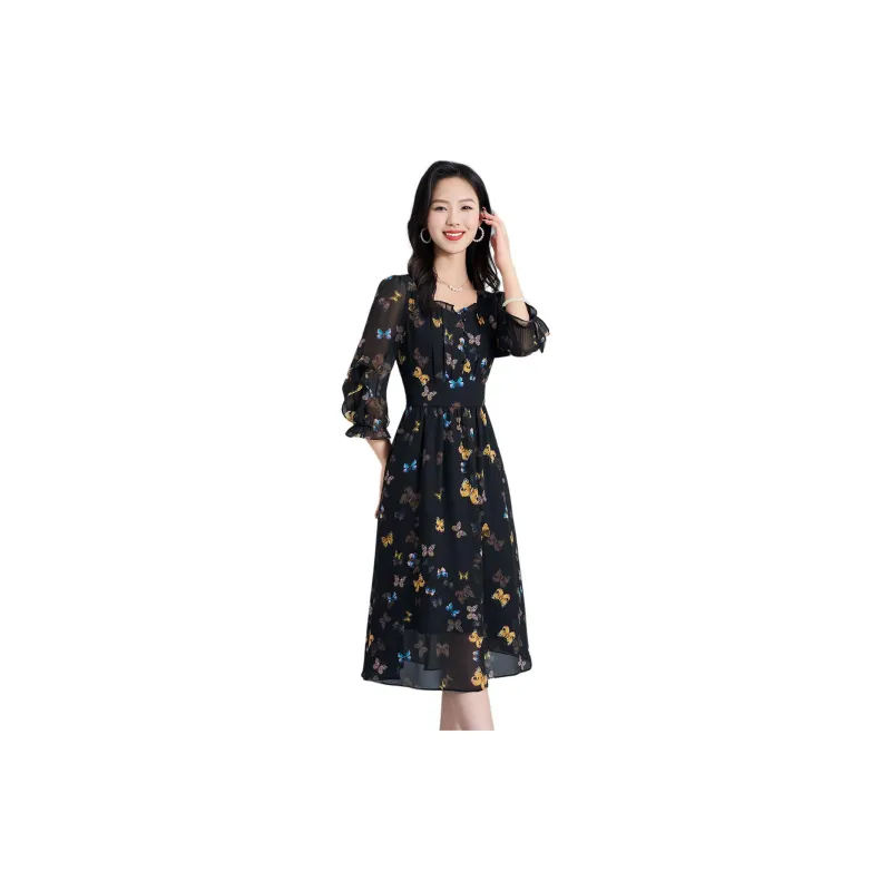 Mylan Short Sleeved Dress Women's Black-3
