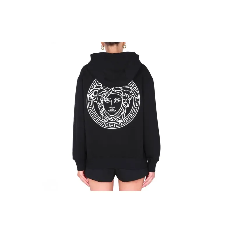 VERSACE Sweatshirt Fabric With Branding Print 'Black/White'-4