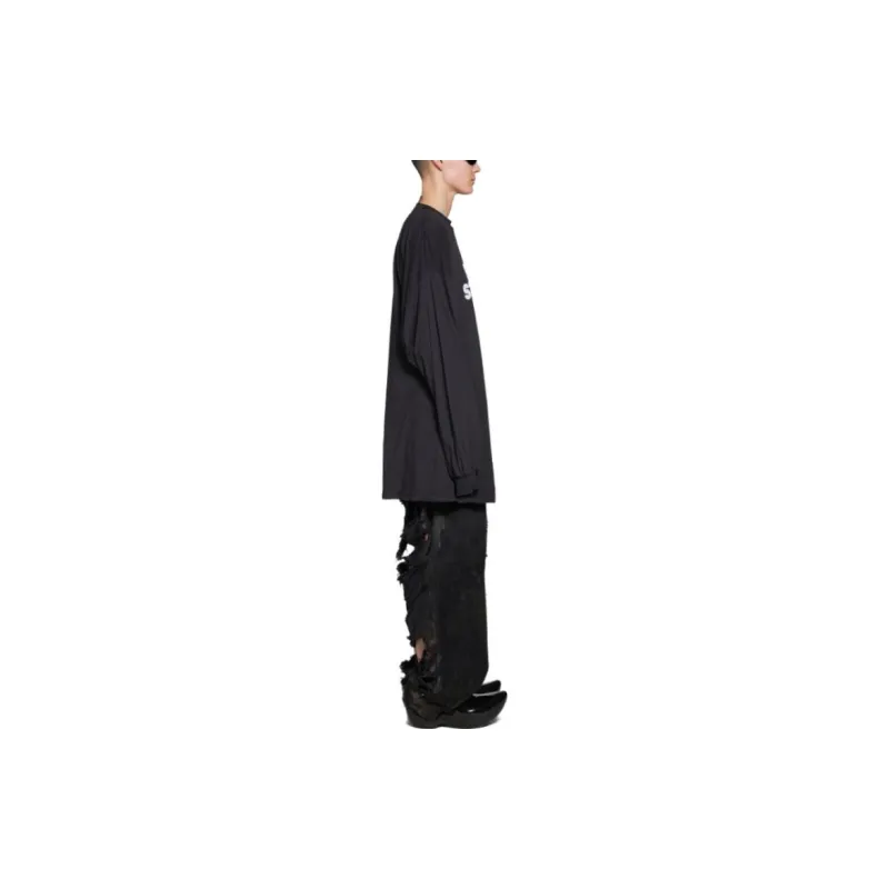 Balenciaga T Shirt Loose Fit Style Women's Black-4