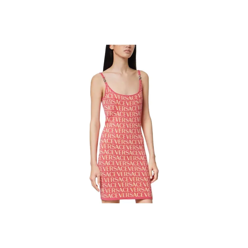 VERSACE Monogram Knit Mini Dress 'Fuchsia Pink'-3