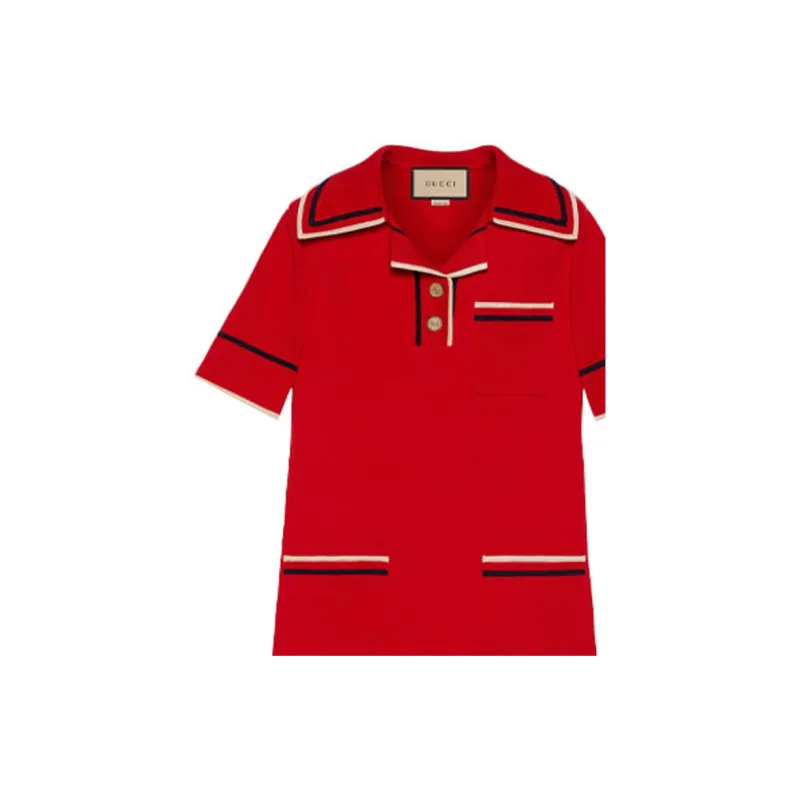 GUCCI FW21 Short Sleeved Dress Women's Red-5