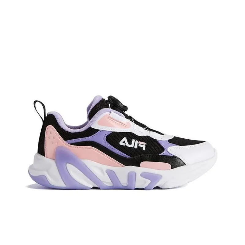 FILA KIDS Mind7 Anti Slip Wear Resistant Low Top Kids' Running Shoes Black Purple Teenagers-1