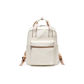 KEYSTREET Nylon Backpack Regular Unisex Beige White Brown/Black